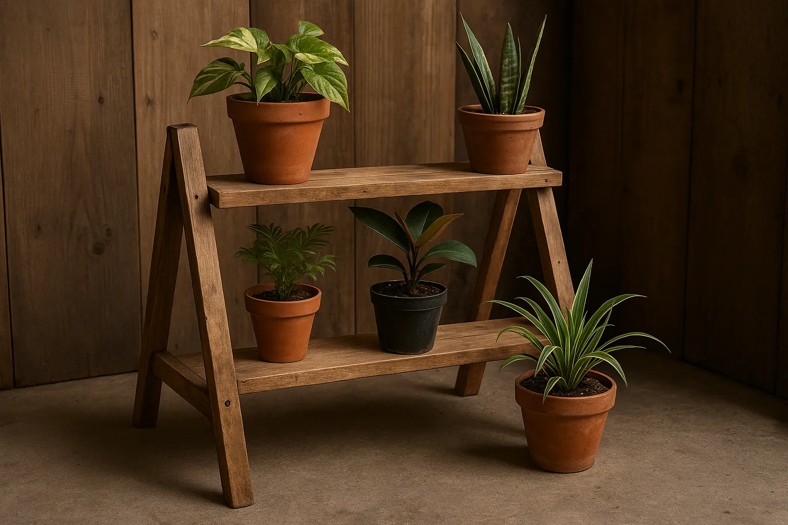 Cómo hacer un soporte para macetas usando madera reutilizada